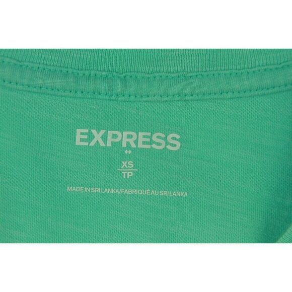 Express T-Shirt V Neck Short Sleeve Cotton Blue Embroidered Logo Womens XS - Picture 5 of 6
